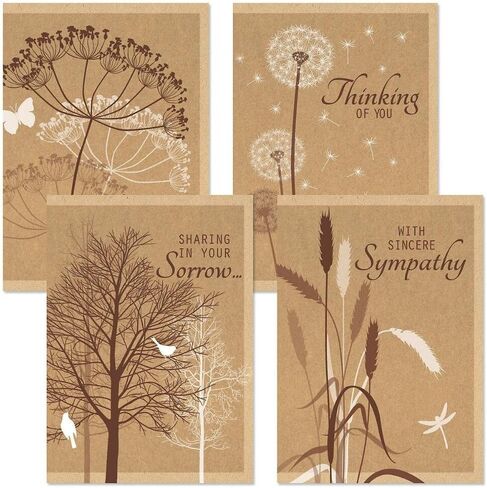 Current Religious Sympathy Cards with Envelopes- Set of 8 Assortment, Comfort Faith (4 Designs), Large 5" x 7", Christian Sympathy Cards with Sentiments Inside, White Envelopes in Kuwait