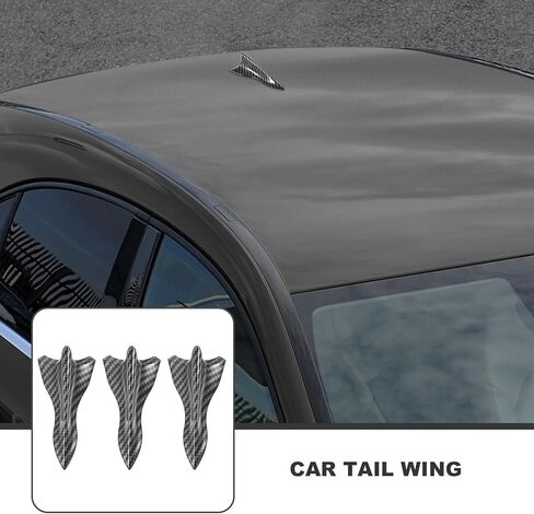 Kichvoe 5pcs Black Carbon Fiber Car Rear Spoiler Wing Set | Universal Car Spoiler for Roof and Rear Bumper | Alerones para Auto in Kuwait
