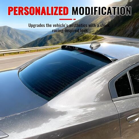 IKON MOTORSPORTS، جناح سقف النافذة الخلفية متوافق مع دودج تشارجر 2011-2023، جناح سبويلر حاجب للزجاج الأمامي باللون الأسود اللامع ABS in Kuwait