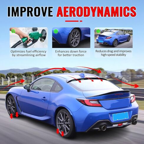 IKON MOTORSPORTS، جناح سقف النافذة الخلفية متوافق مع دودج تشارجر 2011-2023، جناح سبويلر حاجب للزجاج الأمامي باللون الأسود اللامع ABS in Kuwait