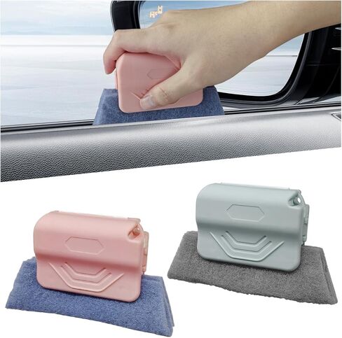 2PCS Magic Window Track Cleaner, Window Groove Cleaning Brush Tools Set, Hand-held Window Track Cleaner, Vehicle Clean Accessory for Sliding Door, Sill, Tile Lines, Shutter, Car Vents (GN&GY) in Saudi Arabia