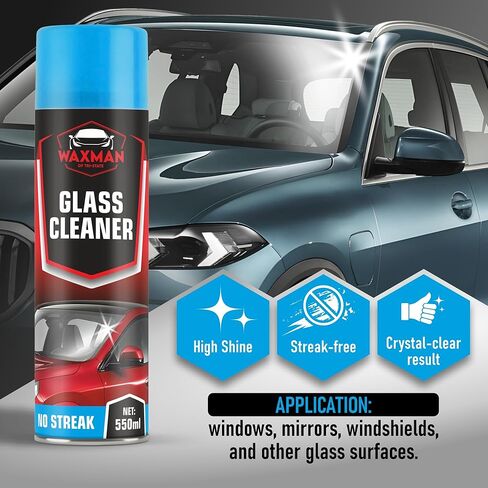 Car Glass Cleaner Foam - Streak-Free Windshield Cleaner Spray - Safe for Tinted Windows - Fast Drying No Drip Formula for Crystal Clear Visibility - 18.6 oz in Saudi Arabia