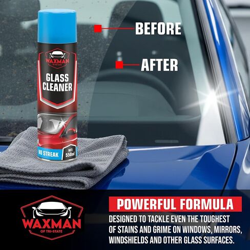 Car Glass Cleaner Foam - Streak-Free Windshield Cleaner Spray - Safe for Tinted Windows - Fast Drying No Drip Formula for Crystal Clear Visibility - 18.6 oz in Saudi Arabia