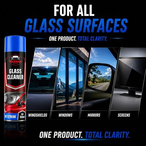 Car Glass Cleaner Foam - Streak-Free Windshield Cleaner Spray - Safe for Tinted Windows - Fast Drying No Drip Formula for Crystal Clear Visibility - 18.6 oz in Saudi Arabia