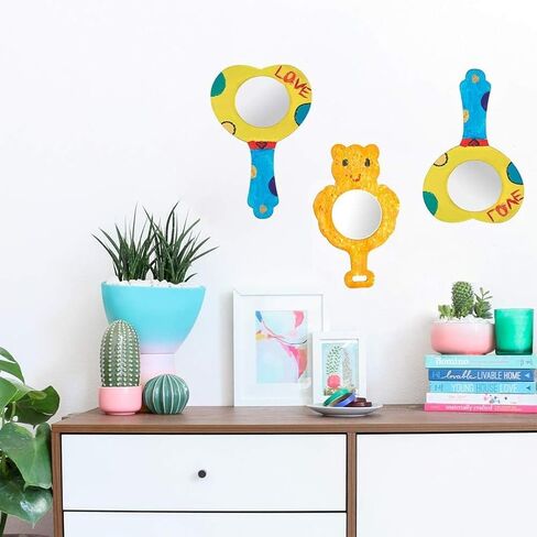 Voittozege 27pcs Creative DIY Wooden Mirror Mini Wooden Craft Painting Princess Unfinished Mirror for DIY Handmade Craft Party Decorations in Kuwait