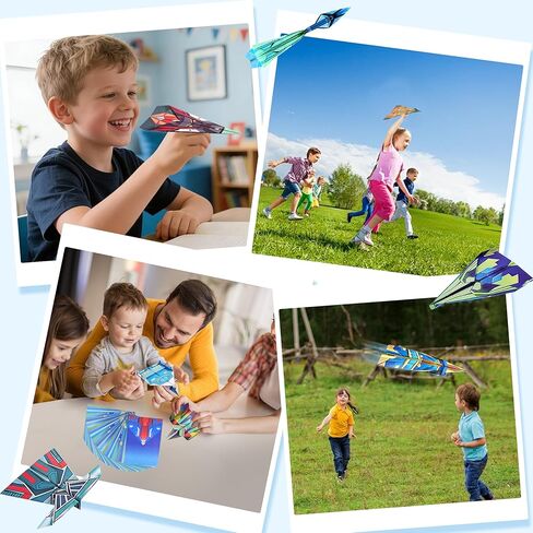 SELVERITH 36 Sheets Paper Airplane Origami Kit for Kids Ages 8-12, 12 Distinct Designs, Double Sided Colored Origami Airplane Book with Video Tutorials, Educational Crafts Gifts for Teens Kids in Saudi Arabia