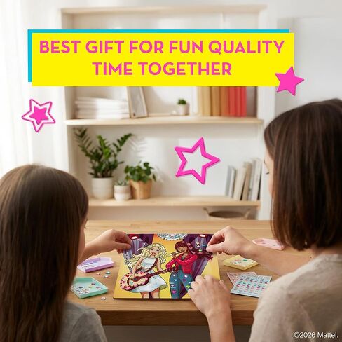 Barbie® Gem Art Kit for Kids Ages 4-8 - 8 Stitch Cards with Gem Stickers and Satin Ribbons | Diamond Art Sticker Craft, Barbie Arts and Crafts Gift for Girls in Saudi Arabia