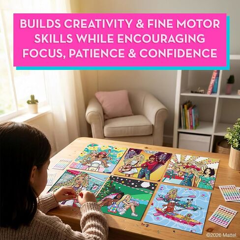 Barbie® Gem Art Kit for Kids Ages 4-8 - 8 Stitch Cards with Gem Stickers and Satin Ribbons | Diamond Art Sticker Craft, Barbie Arts and Crafts Gift for Girls in Saudi Arabia