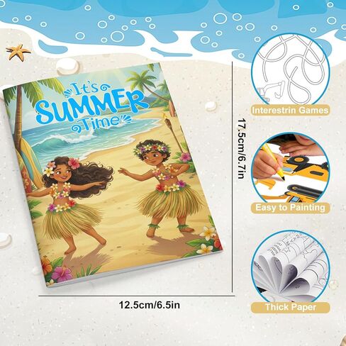 Fruitful Jewelry Hawaii Coloring Books, 16pcs Summer Pool Coloring Books and 12pcs Summer Party Decorations Pencils, Summer Beach Coloring Books for Luau Party Favors Fillers Pool Party Decorations in Saudi Arabia
