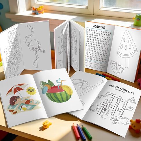 Fruitful Jewelry Hawaii Coloring Books, 16pcs Summer Pool Coloring Books and 12pcs Summer Party Decorations Pencils, Summer Beach Coloring Books for Luau Party Favors Fillers Pool Party Decorations in Saudi Arabia