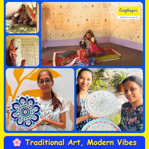 مجموعة فنية Craftinger Pro Lippan مقاس 8 بوصة للديكور المنزلي بأشكال MDF محددة مسبقًا وألوان أكريليك ومرايا، متعددة الألوان in Kuwait