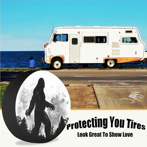 RV Spare Tire Cover Bigfoot Full Moon Weatherproof Dust-Proof Universal for Trailer SUV Van Camp Travel Trailer 12" 13" 14" 15" 16" 17 Inch in Saudi Arabia