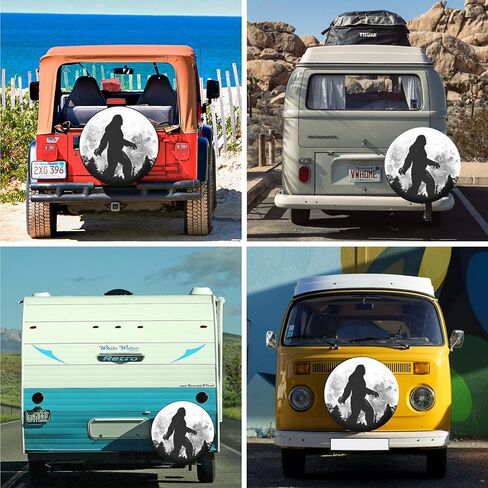 RV Spare Tire Cover Bigfoot Full Moon Weatherproof Dust-Proof Universal for Trailer SUV Van Camp Travel Trailer 12" 13" 14" 15" 16" 17 Inch in Saudi Arabia