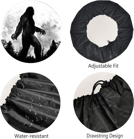 RV Spare Tire Cover Bigfoot Full Moon Weatherproof Dust-Proof Universal for Trailer SUV Van Camp Travel Trailer 12" 13" 14" 15" 16" 17 Inch in Saudi Arabia