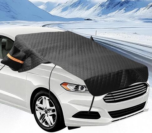 Windshield Cover for Ice and Snow, Heavy Duty 600D Oxford Fabric, Prevent Rainwater, Sunscreen, Snow Prevention, 6* Straps, 2*Rear View Mirror Sleeve, Extra Large Size for Car, SUV, Mpv and Sedans in Saudi Arabia