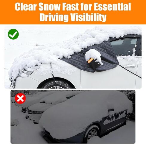 Windshield Cover for Ice and Snow, Heavy Duty 600D Oxford Fabric, Prevent Rainwater, Sunscreen, Snow Prevention, 6* Straps, 2*Rear View Mirror Sleeve, Extra Large Size for Car, SUV, Mpv and Sedans in Saudi Arabia