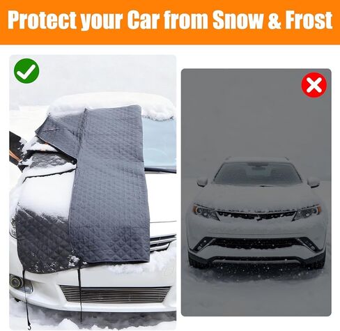 Windshield Cover for Ice and Snow, Heavy Duty 600D Oxford Fabric, Prevent Rainwater, Sunscreen, Snow Prevention, 6* Straps, 2*Rear View Mirror Sleeve, Extra Large Size for Car, SUV, Mpv and Sedans in Saudi Arabia