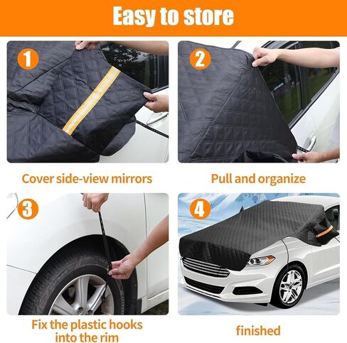 Windshield Cover for Ice and Snow, Heavy Duty 600D Oxford Fabric, Prevent Rainwater, Sunscreen, Snow Prevention, 6* Straps, 2*Rear View Mirror Sleeve, Extra Large Size for Car, SUV, Mpv and Sedans in Saudi Arabia