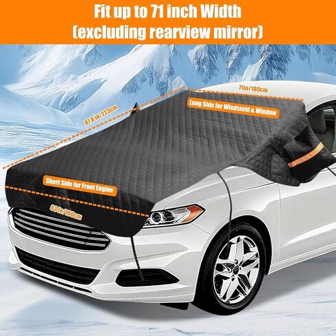 Windshield Cover for Ice and Snow, Heavy Duty 600D Oxford Fabric, Prevent Rainwater, Sunscreen, Snow Prevention, 6* Straps, 2*Rear View Mirror Sleeve, Extra Large Size for Car, SUV, Mpv and Sedans in Saudi Arabia