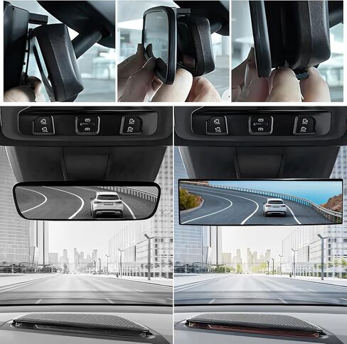 Car Rearview Mirror, 11.4 Inch Panoramic Convex Auto Rear View Mirror for Reducing Blind Spot, Universal Clip-on Wide Angle Anti-Glare Interior Mirrors for Cars Trucks SUVs in Saudi Arabia