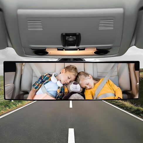 Car Rearview Mirror, 11.4 Inch Panoramic Convex Auto Rear View Mirror for Reducing Blind Spot, Universal Clip-on Wide Angle Anti-Glare Interior Mirrors for Cars Trucks SUVs in Saudi Arabia
