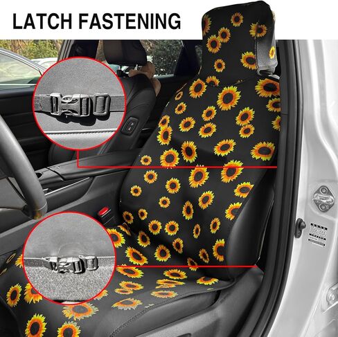 Universal Cloth Car Seat Covers Full Set with Buckle Fastening, Water-Resistant Fabric Auto Interior Protector – Fits Most Cars, SUVs, Trucks (Sunflower) in Saudi Arabia