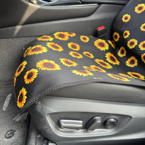 Universal Cloth Car Seat Covers Full Set with Buckle Fastening, Water-Resistant Fabric Auto Interior Protector – Fits Most Cars, SUVs, Trucks (Sunflower) in Saudi Arabia