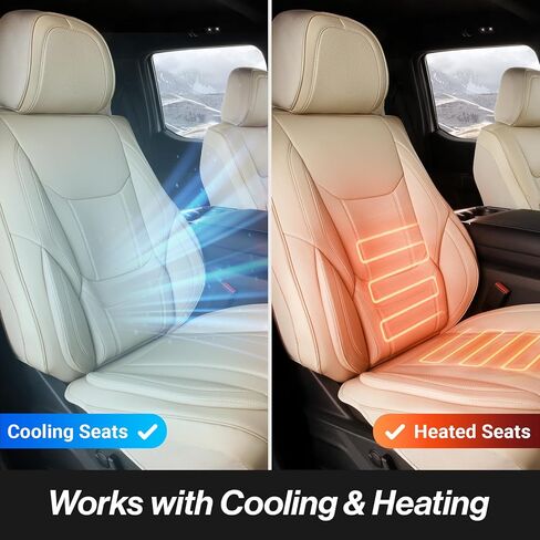 أغطية مقاعد السيارة المخصصة من Coverland متوافقة مع Ford Explorer Sport Trac 2007-2010 - غطاء مقعد مصنوع من الجلد الفاخر غير قابل للانزلاق ومقاوم للماء وغطاء مقعد داخلي مناسب [مجموعة كاملة باللون البيج] in Kuwait