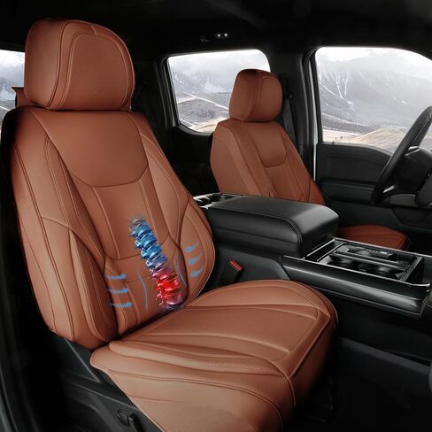 أغطية مقاعد السيارة المخصصة من Coverland متوافقة مع Ford Explorer Sport Trac 2007-2010 - غطاء مقعد مصنوع من الجلد الفاخر غير قابل للانزلاق ومقاوم للماء وغطاء مقعد داخلي مناسب [مجموعة كاملة باللون البيج] in Kuwait