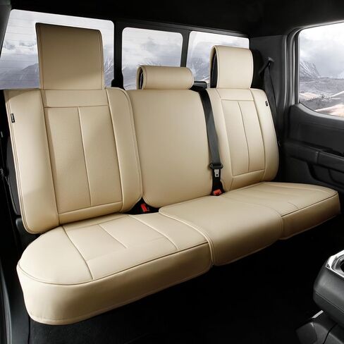أغطية مقاعد السيارة المخصصة من Coverland متوافقة مع Ford Explorer Sport Trac 2007-2010 - غطاء مقعد مصنوع من الجلد الفاخر غير قابل للانزلاق ومقاوم للماء وغطاء مقعد داخلي مناسب [مجموعة كاملة باللون البيج] in Kuwait