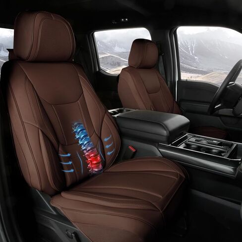 أغطية مقاعد السيارة المخصصة من Coverland متوافقة مع Ford Explorer Sport Trac 2007-2010 - غطاء مقعد مصنوع من الجلد الفاخر غير قابل للانزلاق ومقاوم للماء وغطاء مقعد داخلي مناسب [مجموعة كاملة باللون البيج] in Kuwait