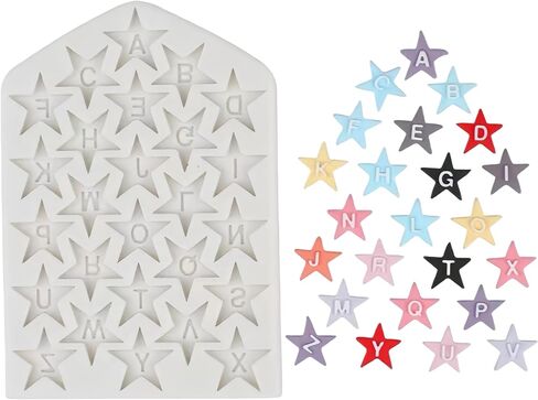 Alphabet Star Silicone Mold, A-Z Letters Educational Craft Mold, Multi-Colour Resin Casting Mould, DIY Jewellery Making in Saudi Arabia