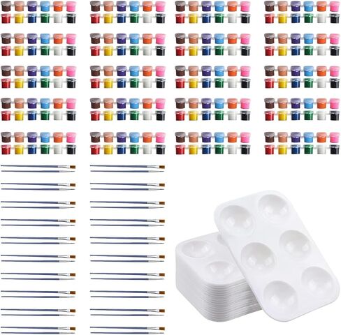 300 Pcs Mini Acrylic Paint Strips Set, 20 Pack 3ml 12 Colors Paint Bulk with 40pcs Brushes and 20 pcs Palettes, Adult Paint Set Waterproof Acrylic Paint Kit for Art Supplies in Saudi Arabia