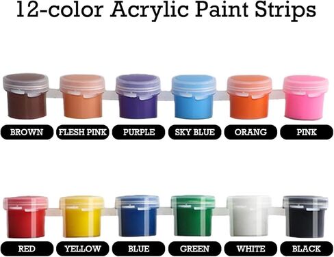 300 Pcs Mini Acrylic Paint Strips Set, 20 Pack 3ml 12 Colors Paint Bulk with 40pcs Brushes and 20 pcs Palettes, Adult Paint Set Waterproof Acrylic Paint Kit for Art Supplies in Saudi Arabia