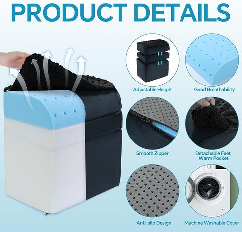 ROYALAY Adjustable Foot Rest for Under Desk at Work with Feet Warm Pocket, Ergonomic Foot Stools for Under Office Desk, Leg Rest for Desk with Machine Washable Cover in Saudi Arabia