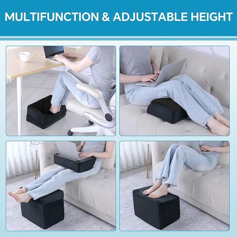 ROYALAY Adjustable Foot Rest for Under Desk at Work with Feet Warm Pocket, Ergonomic Foot Stools for Under Office Desk, Leg Rest for Desk with Machine Washable Cover in Saudi Arabia