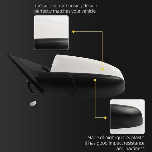 Dasbecan Left Driver Side Door Mirror Compatible with 2012-2014 Toyota Camry Manual Folding Power Glass Non-Heated Replaces# TO1320275 8790906400 8790906401 White (3Pins) in Kuwait