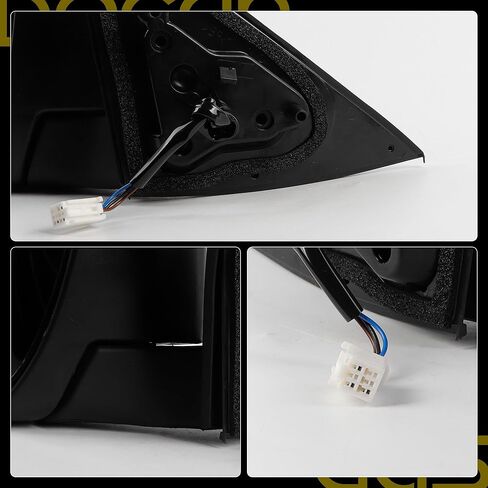 Dasbecan Left Driver Side Door Mirror Compatible with 2012-2014 Toyota Camry Manual Folding Power Glass Non-Heated Replaces# TO1320275 8790906400 8790906401 White (3Pins) in Kuwait