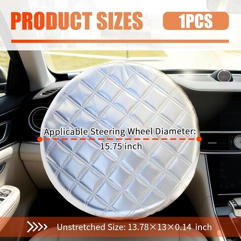 Car Steering Wheel Cover Sun Shade,3-Layer Aluminum Film Car Wheel Cover Protects Against Sun Damage,Universal Sterring Wheels Covers Cars Accessories for Cars,SUVs in Kuwait