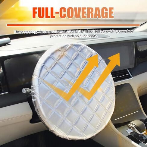 Car Steering Wheel Cover Sun Shade,3-Layer Aluminum Film Car Wheel Cover Protects Against Sun Damage,Universal Sterring Wheels Covers Cars Accessories for Cars,SUVs in Kuwait