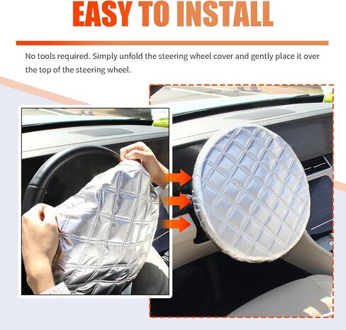 Car Steering Wheel Cover Sun Shade,3-Layer Aluminum Film Car Wheel Cover Protects Against Sun Damage,Universal Sterring Wheels Covers Cars Accessories for Cars,SUVs in Kuwait