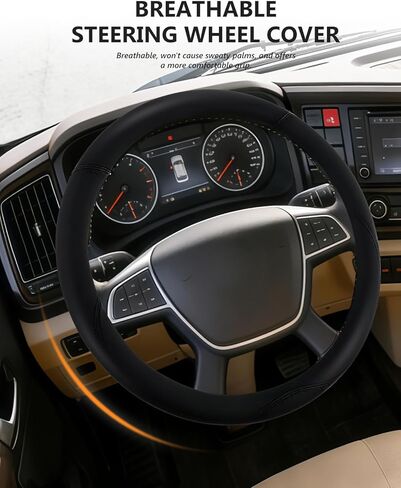 Heavy Duty 17.5-18 Inch Steering Wheel Cover - Fits Freightliner/Kenworth/Peterbilt & More Semi Trucks - Anti-Slip Wear Resistant (Black) in Saudi Arabia