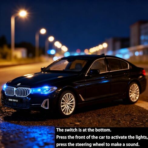 1/24 Scale BMW 530Li Metal Model Car Pull Back Car Toys with Light and Sound Toys Car Collectible Model for Kids Gift(Black) in Saudi Arabia