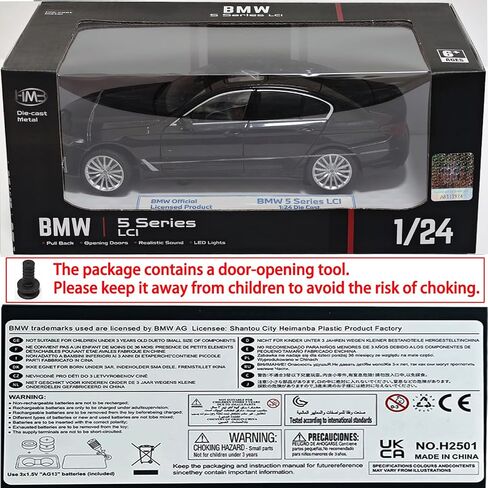 1/24 Scale BMW 530Li Metal Model Car Pull Back Car Toys with Light and Sound Toys Car Collectible Model for Kids Gift(Black) in Saudi Arabia