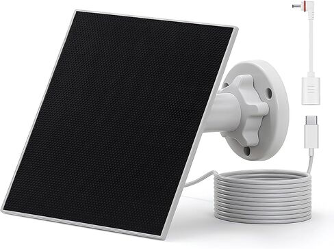 لوحة شمسية Morkianum 5W ETFE لكاميرا الأمان، شاحن شمسي خارجي DC 5V مع منفذ USB-C، موصل DC35*135 مم للحلقة، كابل IP65 مقاوم للماء بطول 6.56 قدم، دعامة قابلة للتعديل 360 درجة in Kuwait