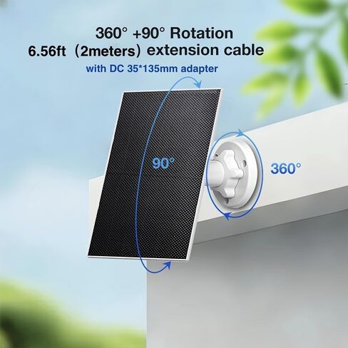 لوحة شمسية Morkianum 5W ETFE لكاميرا الأمان، شاحن شمسي خارجي DC 5V مع منفذ USB-C، موصل DC35*135 مم للحلقة، كابل IP65 مقاوم للماء بطول 6.56 قدم، دعامة قابلة للتعديل 360 درجة in Kuwait