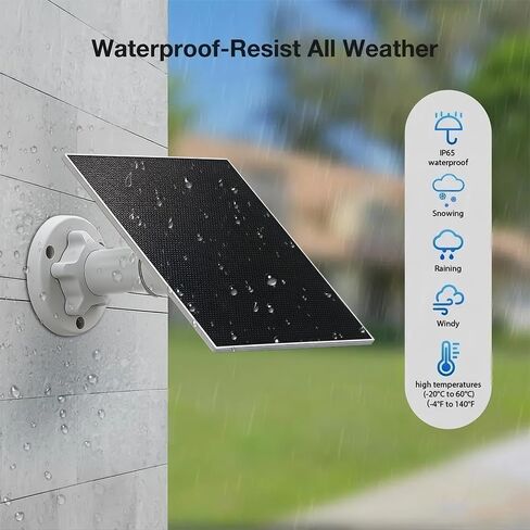 لوحة شمسية Morkianum 5W ETFE لكاميرا الأمان، شاحن شمسي خارجي DC 5V مع منفذ USB-C، موصل DC35*135 مم للحلقة، كابل IP65 مقاوم للماء بطول 6.56 قدم، دعامة قابلة للتعديل 360 درجة in Kuwait