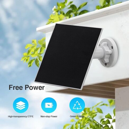 لوحة شمسية Morkianum 5W ETFE لكاميرا الأمان، شاحن شمسي خارجي DC 5V مع منفذ USB-C، موصل DC35*135 مم للحلقة، كابل IP65 مقاوم للماء بطول 6.56 قدم، دعامة قابلة للتعديل 360 درجة in Kuwait
