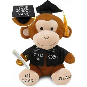 Printualist Personalized Graduation Teddy Bear Monkey Gift 2026 for Her, for Him, for High School, College, 10 Inch - Cute Custom Brown Monkey with Your Name and Year on The Feet in Saudi Arabia