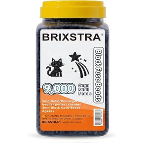 Black Fuse Beads Refill, 9000PCS 5mm Melty Beads in Reusable Storage Bottle, Bulk Black Iron Beads for Outlines, Borders, Pixel Art and Classroom Crafts, Compatible with Perler and Hama in Saudi Arabia
